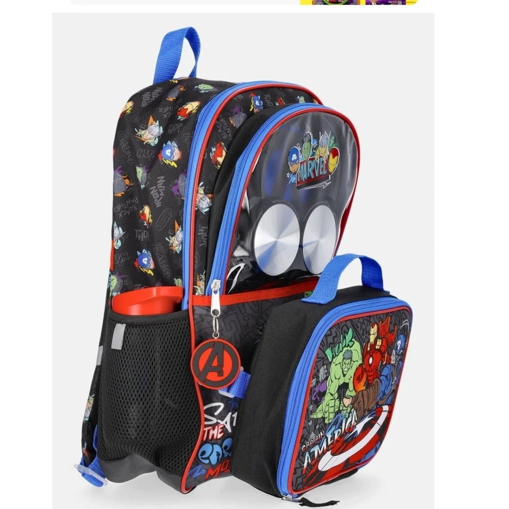 Marvel Avengers 5pc Backpack Set with Headphones Lunch Bag 17in B189V G/MA